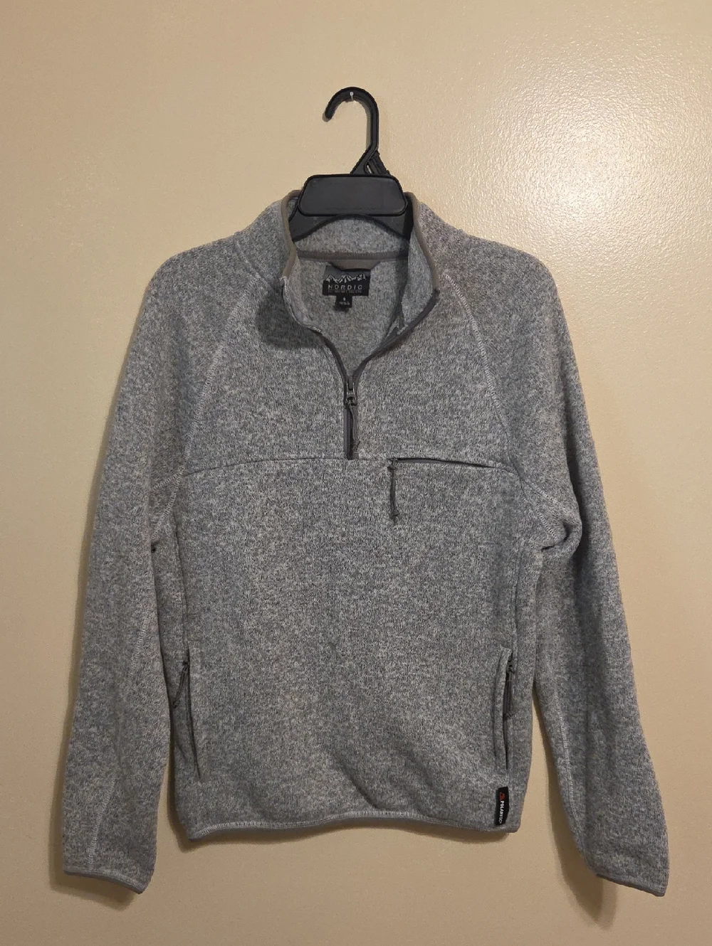 J. Crew Mens Grey Nordic Zip Pullover Jacket All Weather Polartec Sweater Fleece